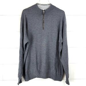 PETER MILLAR Men XXL Crown soft Napa trim wool silk 1/4 zip sweater gray